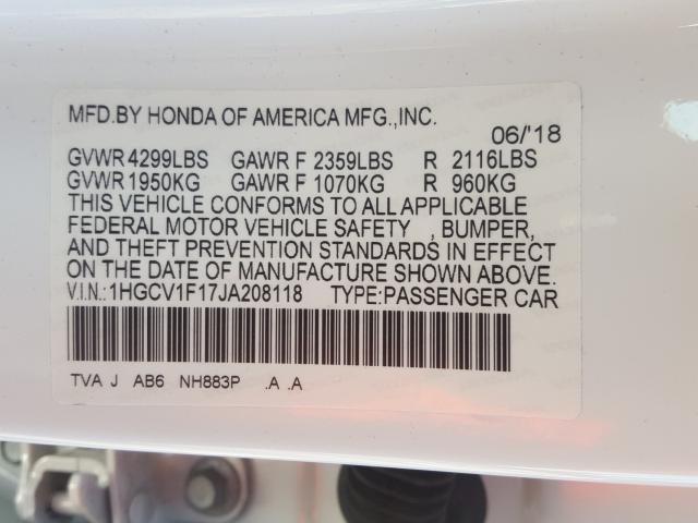 Photo 9 VIN: 1HGCV1F17JA208118 - HONDA ACCORD LX 