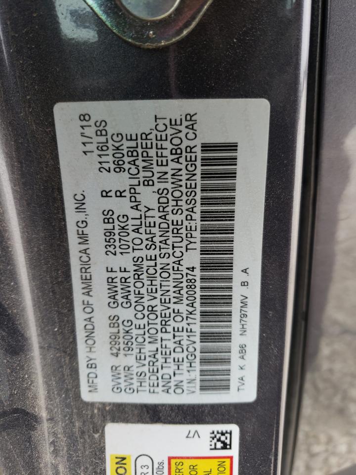 Photo 12 VIN: 1HGCV1F17KA008874 - HONDA ACCORD 