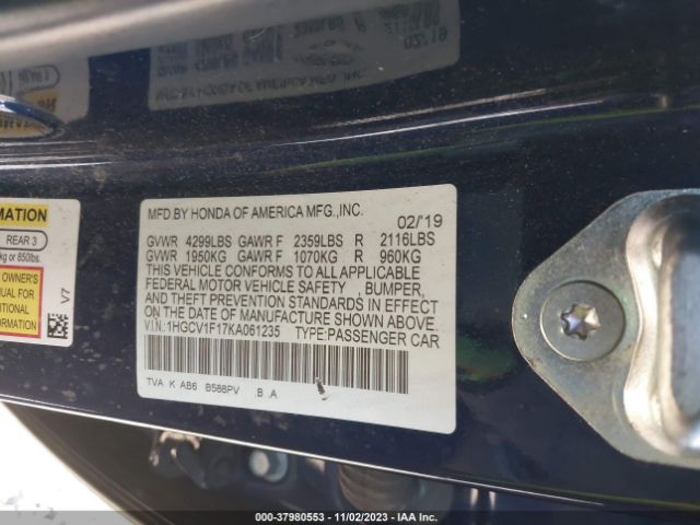 Photo 8 VIN: 1HGCV1F17KA061235 - HONDA ACCORD SEDAN 