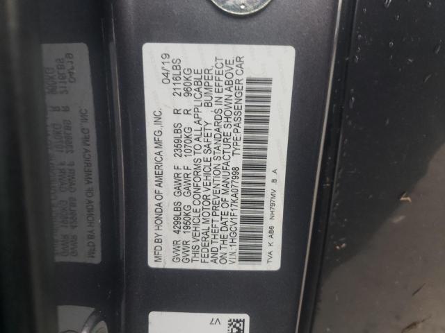 Photo 11 VIN: 1HGCV1F17KA077998 - HONDA ACCORD LX 