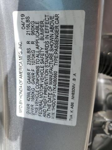 Photo 12 VIN: 1HGCV1F17KA080660 - HONDA ACCORD 