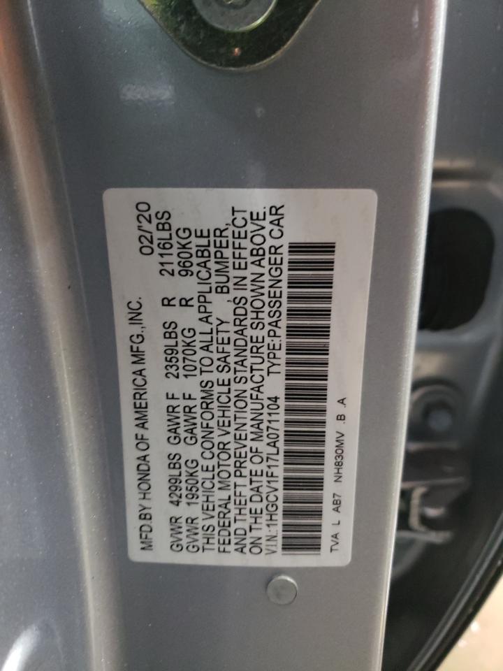 Photo 11 VIN: 1HGCV1F17LA071104 - HONDA ACCORD 