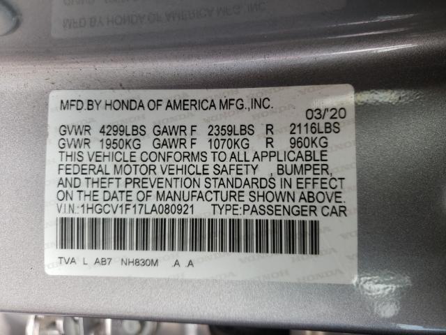 Photo 9 VIN: 1HGCV1F17LA080921 - HONDA ACCORD LX 