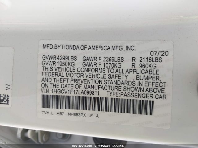 Photo 8 VIN: 1HGCV1F17LA099811 - HONDA ACCORD 