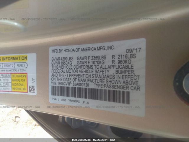 Photo 8 VIN: 1HGCV1F18JA000720 - HONDA ACCORD SEDAN 