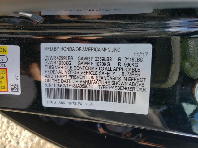 Photo 9 VIN: 1HGCV1F18JA059072 - HONDA ACCORD LX 