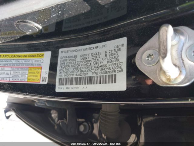 Photo 8 VIN: 1HGCV1F18JA221007 - HONDA ACCORD 