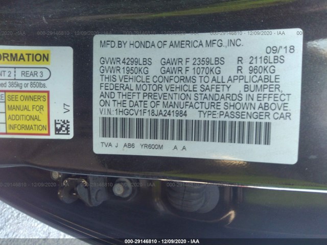 Photo 8 VIN: 1HGCV1F18JA241984 - HONDA ACCORD SEDAN 