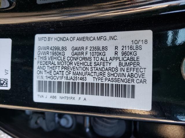 Photo 9 VIN: 1HGCV1F18JA251463 - HONDA ACCORD LX 