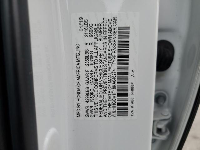 Photo 11 VIN: 1HGCV1F18KA046274 - HONDA ACCORD LX 