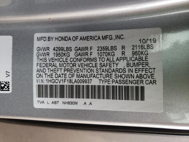 Photo 9 VIN: 1HGCV1F18LA009937 - HONDA ACCORD LX 