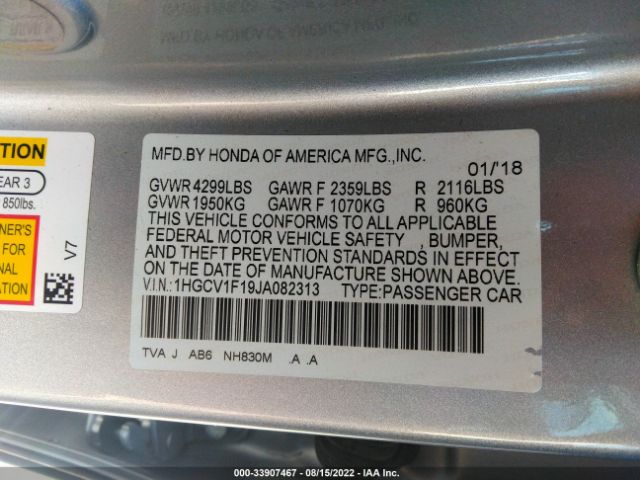 Photo 8 VIN: 1HGCV1F19JA082313 - HONDA ACCORD SEDAN 