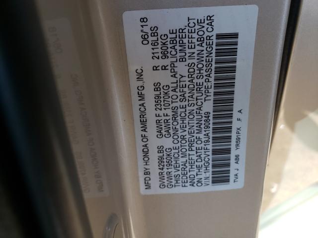 Photo 9 VIN: 1HGCV1F19JA190849 - HONDA ACCORD LX 