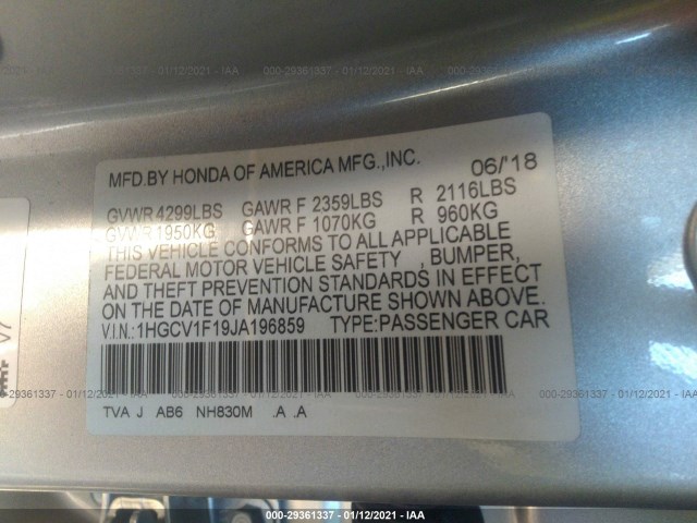 Photo 8 VIN: 1HGCV1F19JA196859 - HONDA ACCORD SEDAN 