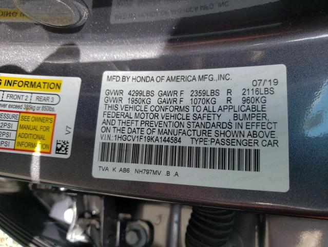 Photo 9 VIN: 1HGCV1F19KA144584 - HONDA ACCORD LX 