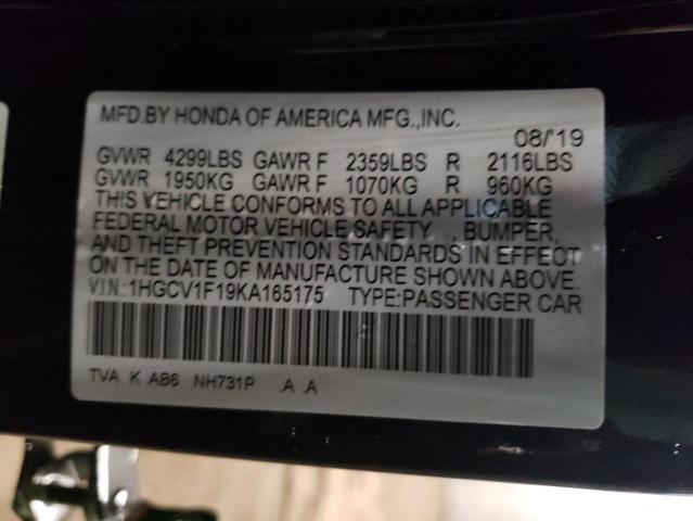 Photo 11 VIN: 1HGCV1F19KA165175 - HONDA ACCORD LX 