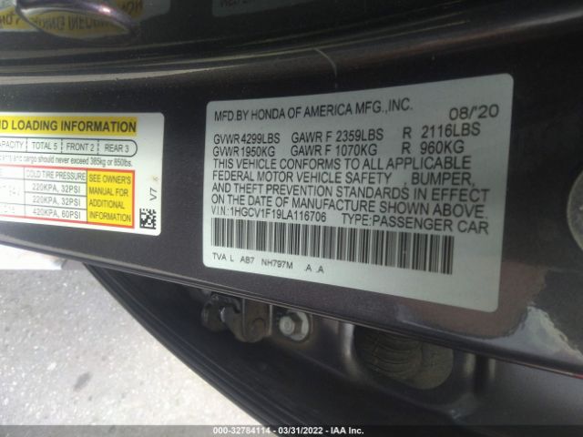 Photo 8 VIN: 1HGCV1F19LA116706 - HONDA ACCORD SEDAN 