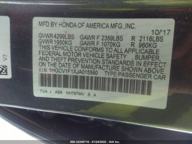 Photo 8 VIN: 1HGCV1F1XJA015560 - HONDA ACCORD SEDAN 