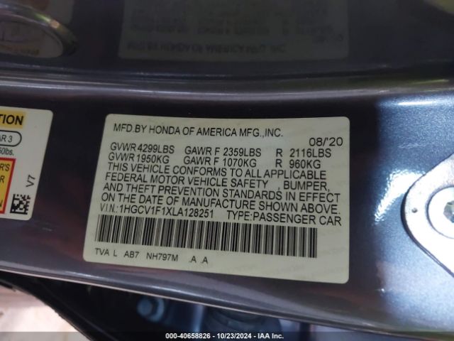 Photo 8 VIN: 1HGCV1F1XLA128251 - HONDA ACCORD 