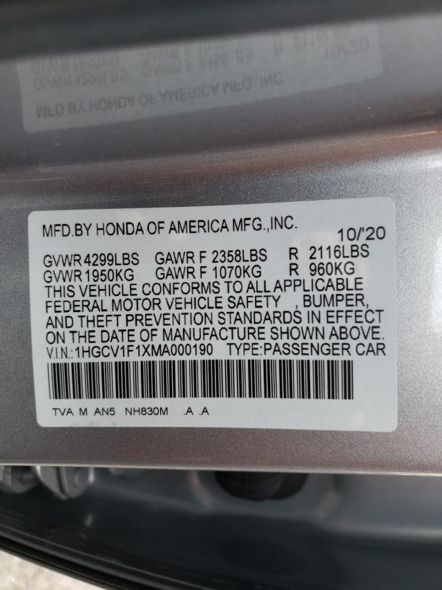 Photo 9 VIN: 1HGCV1F1XMA000190 - HONDA ACCORD LX 