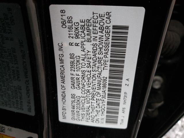 Photo 9 VIN: 1HGCV1F30JA186092 - HONDA ACCORD SPO 