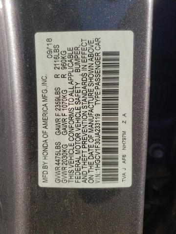 Photo 12 VIN: 1HGCV1F30JA233119 - HONDA ACCORD 