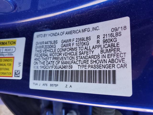 Photo 11 VIN: 1HGCV1F30JA246159 - HONDA ACCORD 