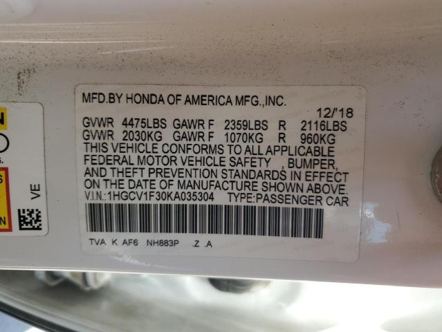 Photo 11 VIN: 1HGCV1F30KA035304 - HONDA ACCORD SPO 