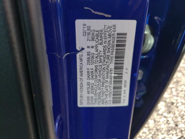 Photo 9 VIN: 1HGCV1F30KA059781 - HONDA ACCORD SPO 