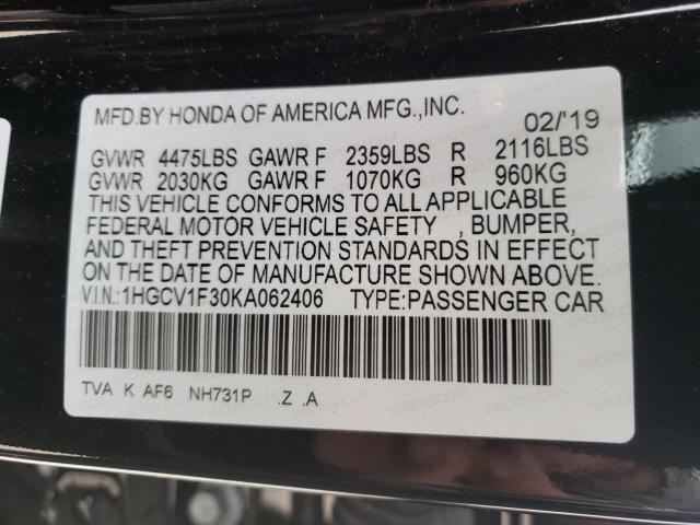 Photo 9 VIN: 1HGCV1F30KA062406 - HONDA ACCORD SPO 