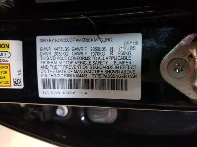 Photo 9 VIN: 1HGCV1F30KA104458 - HONDA ACCORD SPO 