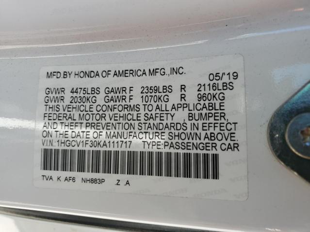 Photo 11 VIN: 1HGCV1F30KA111717 - HONDA ACCORD SPO 