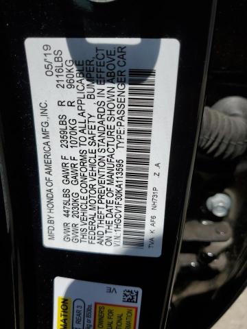 Photo 9 VIN: 1HGCV1F30KA113595 - HONDA ACCORD SPO 