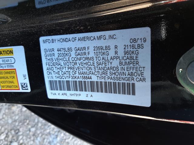 Photo 9 VIN: 1HGCV1F30KA158844 - HONDA ACCORD SPO 