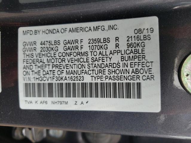 Photo 9 VIN: 1HGCV1F30KA162523 - HONDA ACCORD SPO 