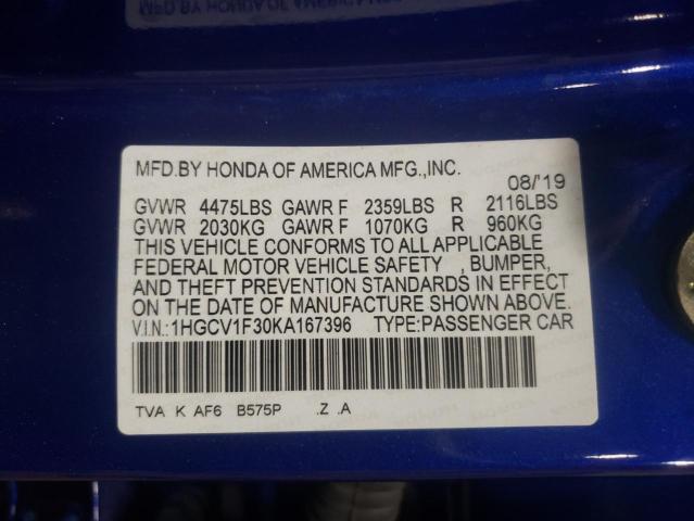 Photo 9 VIN: 1HGCV1F30KA167396 - HONDA ACCORD SPO 