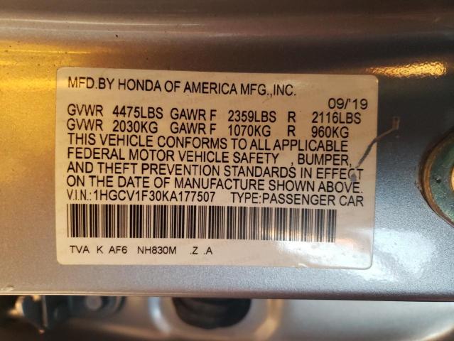 Photo 11 VIN: 1HGCV1F30KA177507 - HONDA ACCORD SPO 