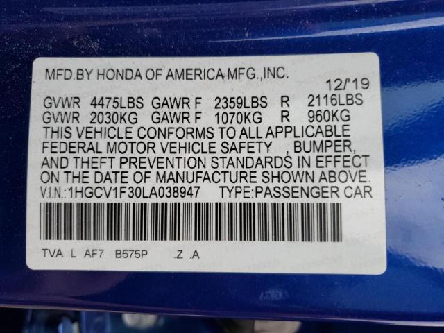 Photo 11 VIN: 1HGCV1F30LA038947 - HONDA ACCORD SPO 