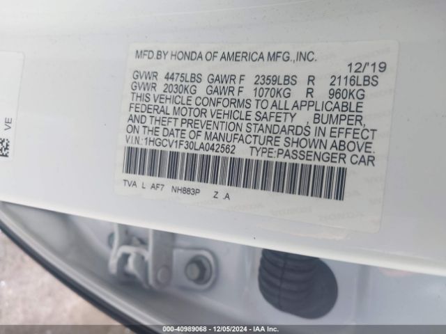 Photo 8 VIN: 1HGCV1F30LA042562 - HONDA ACCORD 