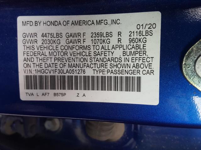 Photo 9 VIN: 1HGCV1F30LA051276 - HONDA ACCORD SPO 