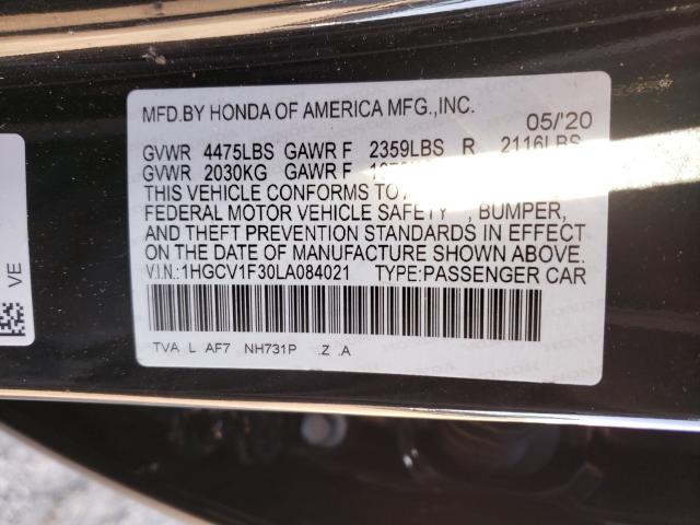 Photo 9 VIN: 1HGCV1F30LA084021 - HONDA ACCORD SPO 