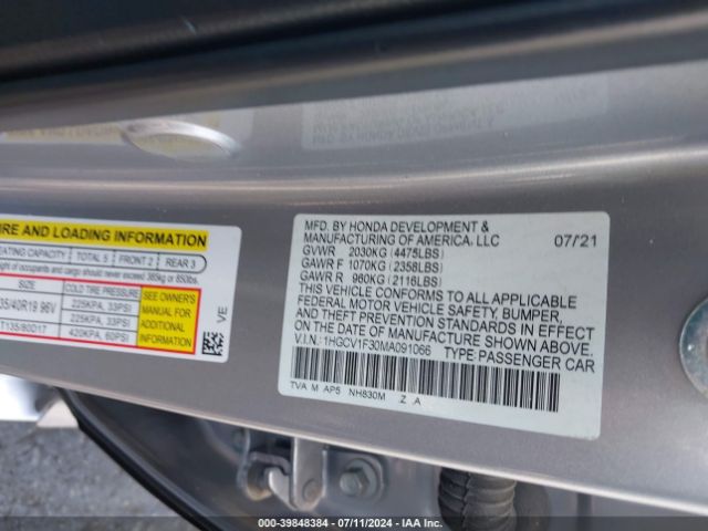 Photo 8 VIN: 1HGCV1F30MA091066 - HONDA ACCORD 