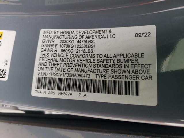 Photo 11 VIN: 1HGCV1F30NA080473 - HONDA ACCORD 