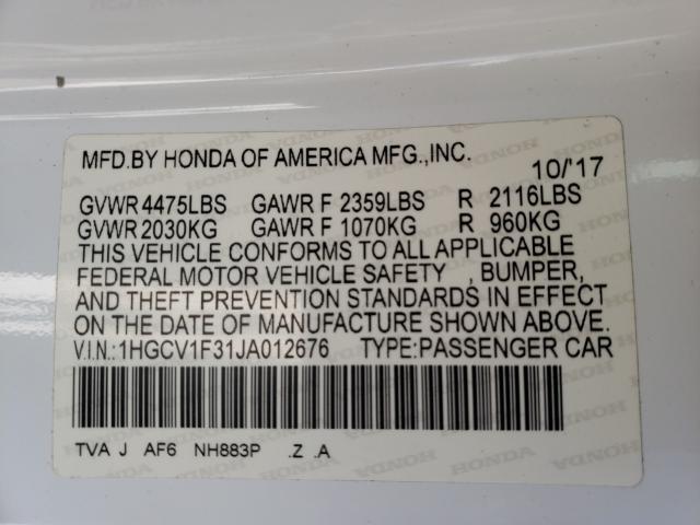 Photo 9 VIN: 1HGCV1F31JA012676 - HONDA ACCORD SPO 