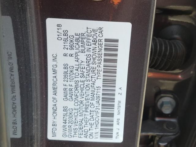 Photo 9 VIN: 1HGCV1F31JA097115 - HONDA ACCORD SPO 