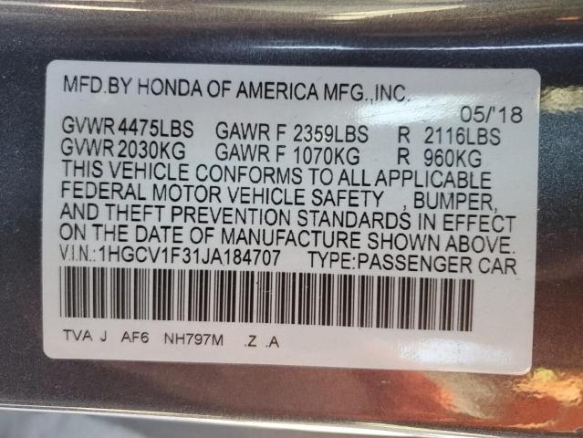 Photo 12 VIN: 1HGCV1F31JA184707 - HONDA ACCORD SPO 