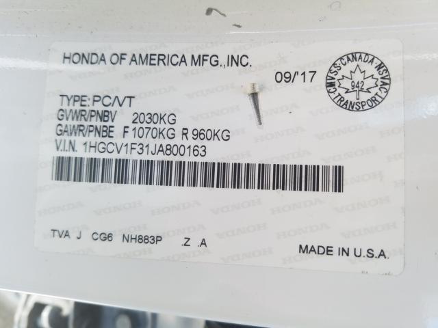 Photo 9 VIN: 1HGCV1F31JA800163 - HONDA ACCORD SPO 