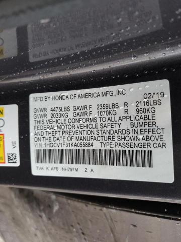 Photo 11 VIN: 1HGCV1F31KA055884 - HONDA ACCORD 