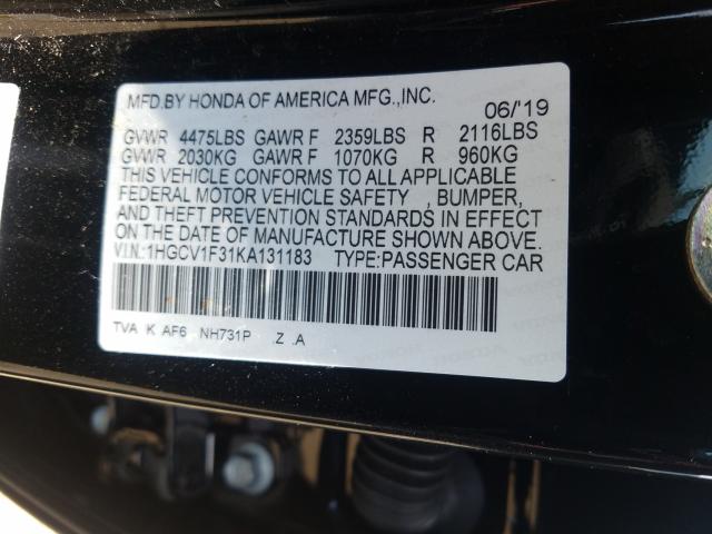 Photo 9 VIN: 1HGCV1F31KA131183 - HONDA ACCORD SPO 