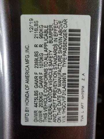 Photo 11 VIN: 1HGCV1F31LA039878 - HONDA ACCORD SPO 